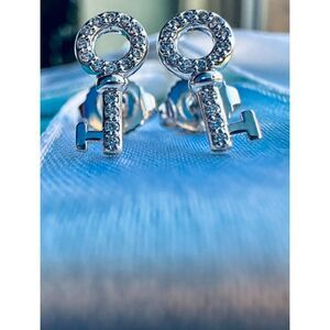 RARE Tiffany & Co. Diamond Key Earrings in 18k White Gold